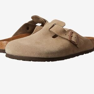Birkenstock Taupe Suede Clogs